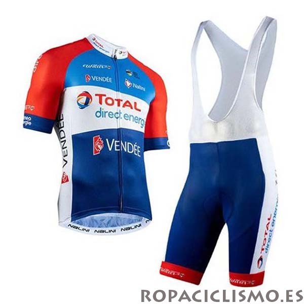 2020 Maillot Direct Energie Tirantes Mangas Cortas Rojo Azul Blanco